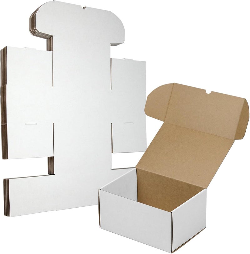 HESESOH 10x7x5 Inches Shipping Boxes Set of 20, White Corrugated Cardboard Box Literature Mailer for Packing Small Business - Image 1